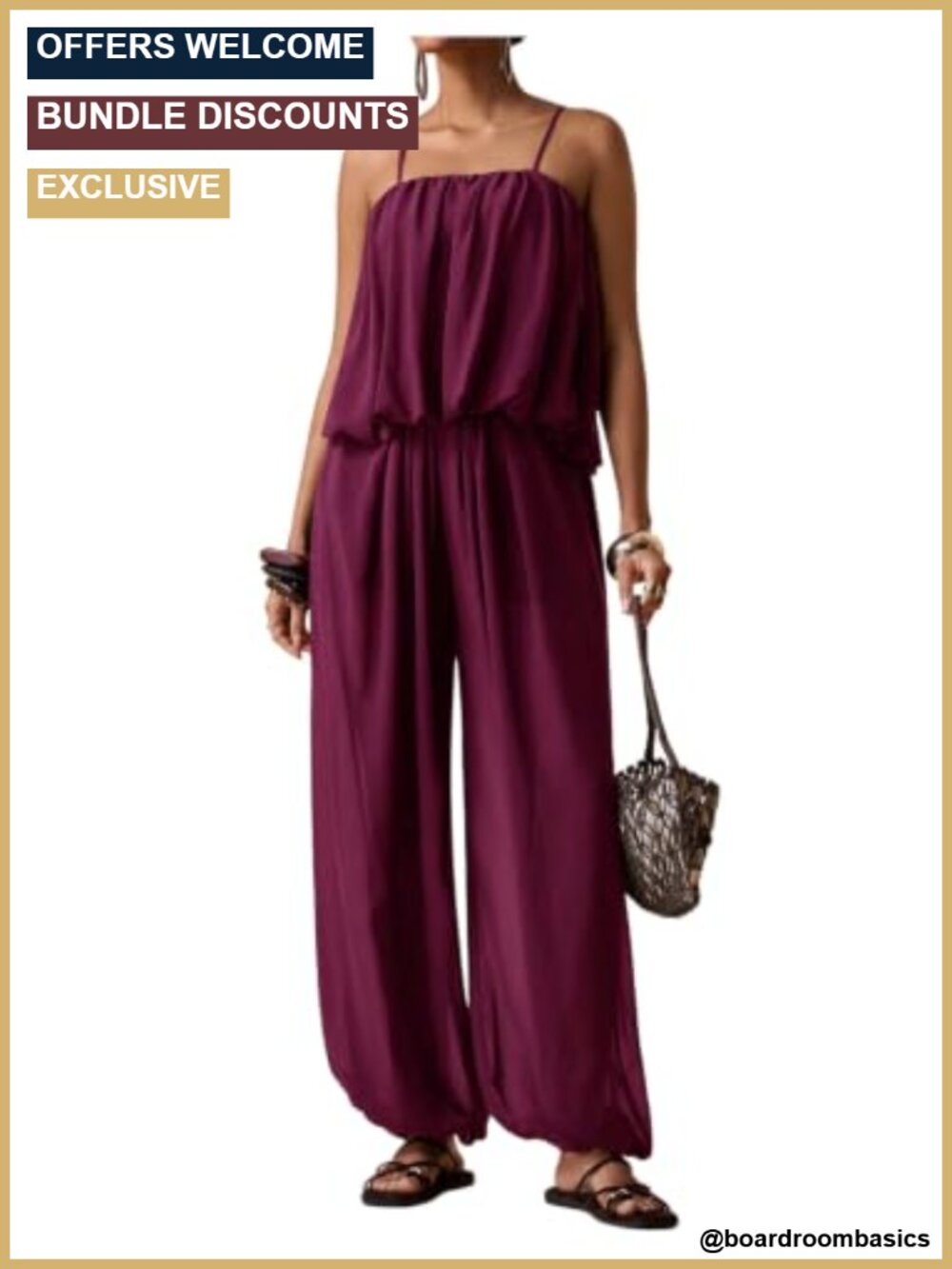 Womens 2 Piece Chiffon Vacation Set Sleeveless Cami Baggy Pants